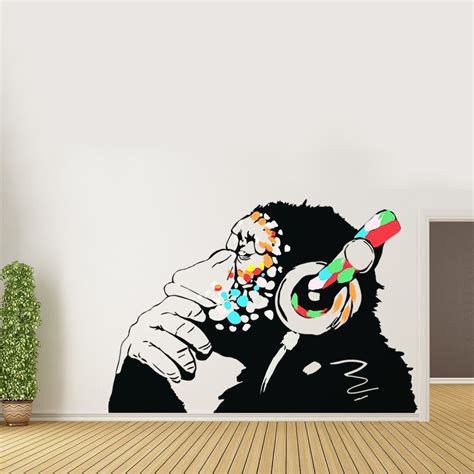 Banksy Thinking Monkey Sticker Art Vinyl Street Dj Baksy Wall Decal