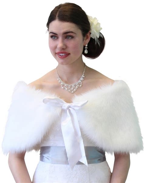 Tion Bridal Faux Fur Bridal Shawl White On Spring Sale