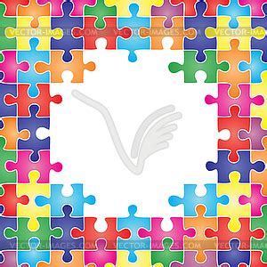 Colored Frame Made Up Of Pieces Puzzle Vector Clipart