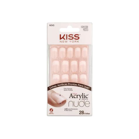 Unha Postiça Acrylic Nude Médio Kiss New York Única Droga Raia Droga Raia