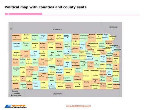 Kansas county map - Editable PowerPoint Maps