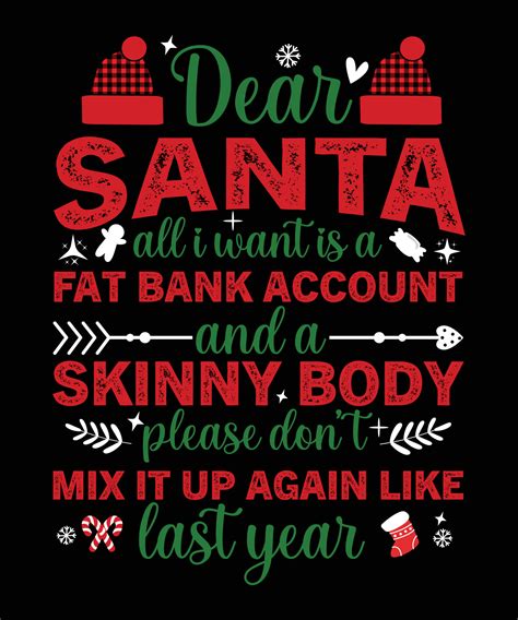 Christmas Bank Account Funny Quotes T-shirt Design 13895200 Vector Art ...