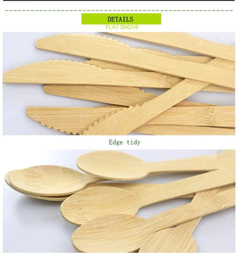 Natural Disposable Bamboo Cutlery Can Compostable And For Party Camping