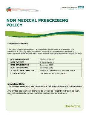 Fillable Online Cumbriapartnership Nhs Non Medical Prescribing