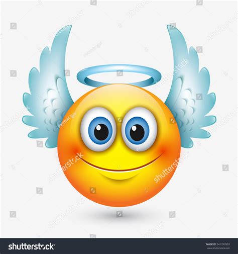 Cute Angel Emoticon Wings Emoji Smiley Stock Vector (Royalty Free ...