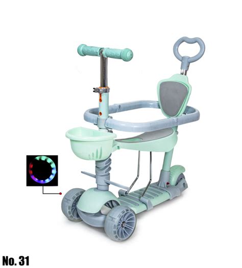 Детский самокат - трансформер 5 в 1 Scooter Simple Green с бортиком и ...