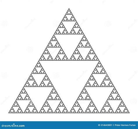 Sierpinski Triangle A Plane Fractal Seventh Iteration Step Stock