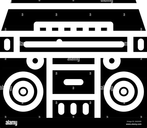 Cassette Stereo Boombox Player Glyph Icon Vector Illustration Stock