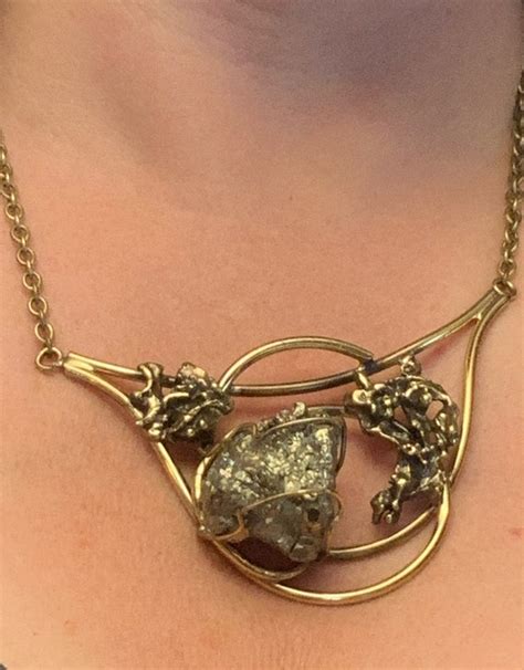 Brutalist Necklace Brass Pyrite Fools Gold Ke Gem