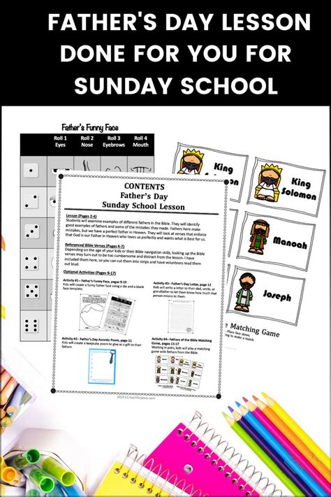 Sunday School Lesson For Fathers Day With Activities And T Sunday