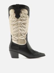 Bota Western Preta Arezzo Couro Cano M Dio Zz Mall