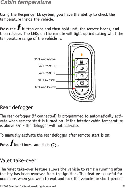 Voxx Electronics DEI7152 1 Way Remote Control Engine Starter User Manual