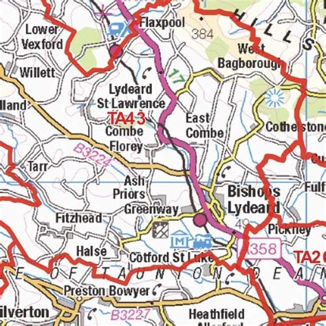 Taunton Ta Postcode Wall Map