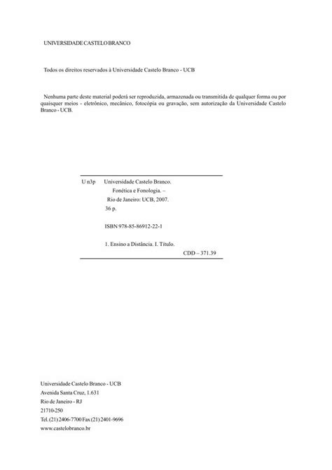 Pdf Fonetica E Fonologia Ucbweb Castelobranco Brucbweb