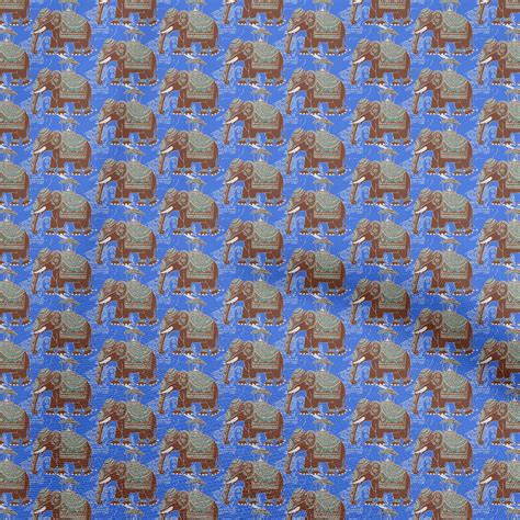 OneOone Cotton Poplin Medium Blue Fabric Kalamkari Sewing Material