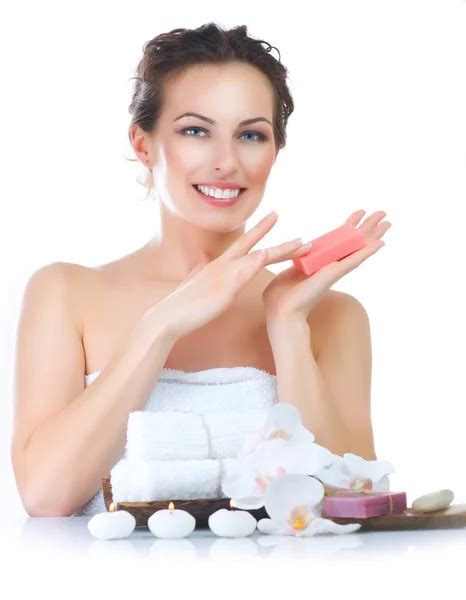 Spa Woman With Handmade Soap Stock Photo By Subbotina