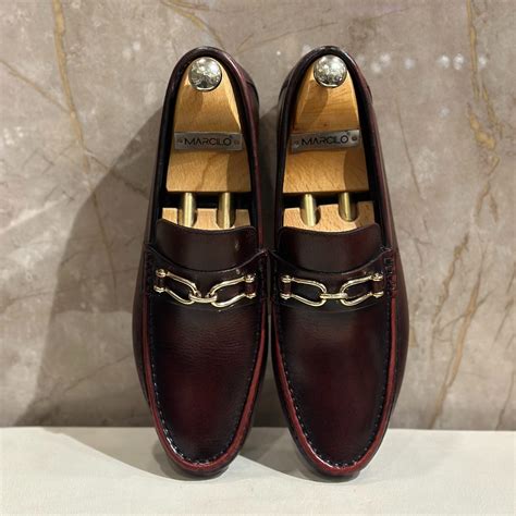 Burgundy Chain Buckle Driving Loafer Marcilo