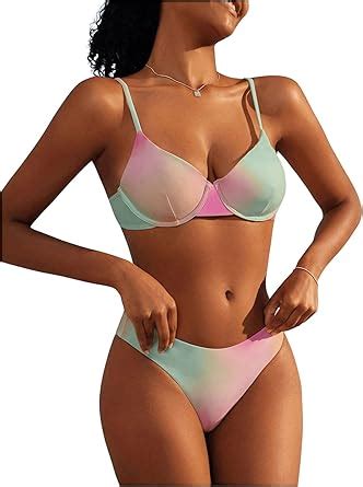 Amazon Beaudrm Women S Piece Bikini Set Ombre Print Bikini Set Swimsuit High Waist