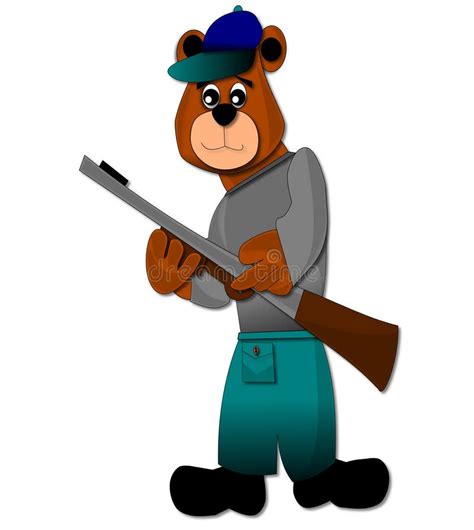 Bear With Gun Cartoon