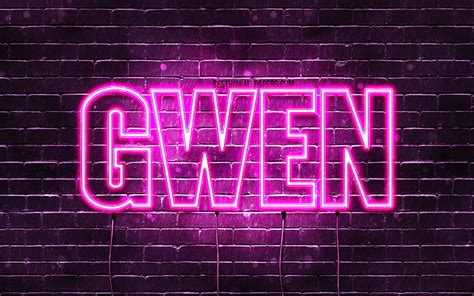 Gwen With Names Female Names Gwen Name Purple Neon Lights Happy