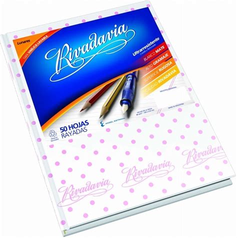 Cuaderno Rivadavia Tapa Dura H Rayado Blanco Lunares Rosa Libreria