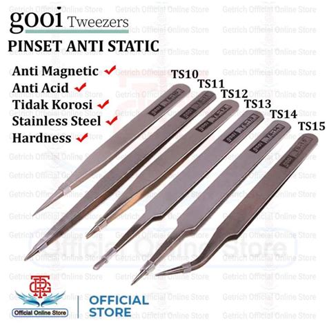 Pinset Anti Static Statis Capit Lurus Lancip Bengkok Stainless Steel