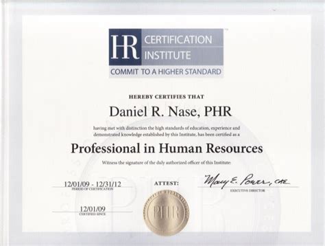 Phr Certificate Daniel Nase