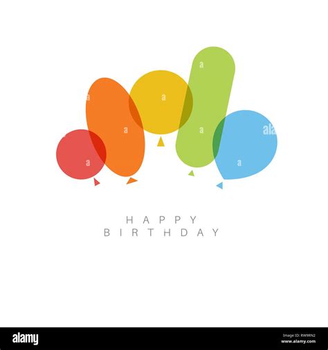 Happy Birthday Modern Minimalist Vector Illustration Card With Balloons