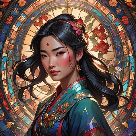 Stained Glass Mulan Disney Ai Generated Artwork Nightcafe Creator