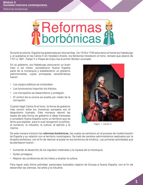 M09 S1 Reformas Borbónicas Historia En México Sociedad Mexicana