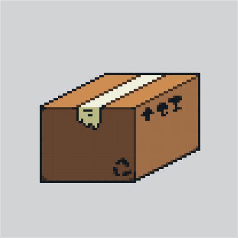 Pixel art illustration Cardboard Box. Pixelated Cardboard Box ...