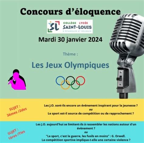 Concours déloquence le mardi 30 janvier 2024 thème les Jeux