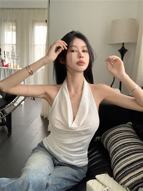 ZHELIHANGFEI Pure Desire Windy Collar Halter Neck Camisole Women Summer Hot Girl Slim Fit Halter