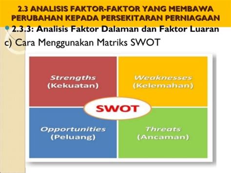 Analisis Swot Perniagaan Tingkatan 4