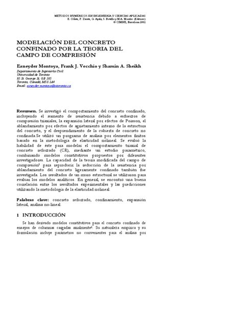 PDF Mode Lac Ion Del Concreto Confinado Por La Teoria Del Campo De