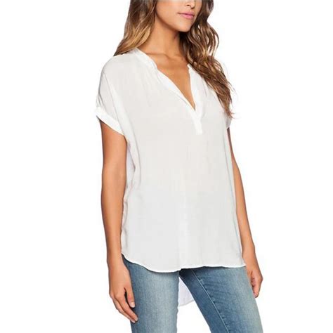 Chiffon Solid Summer Women Blouses 2017 V Neck Casual White Tops Beach