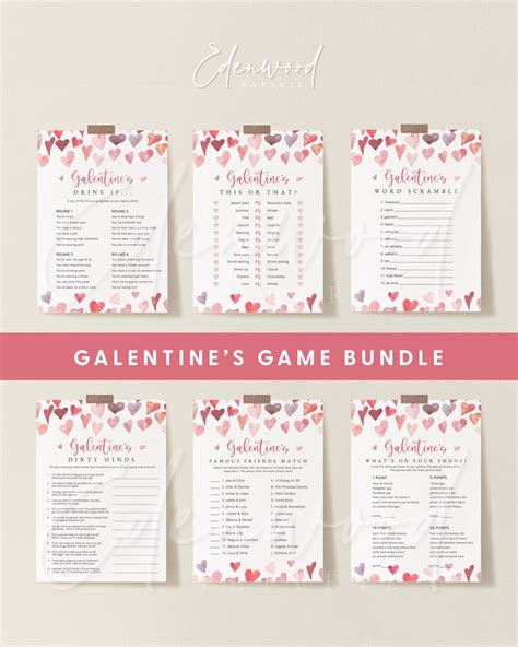 Galentine S Day Game Bundle Printable Valentine S Day Party Games