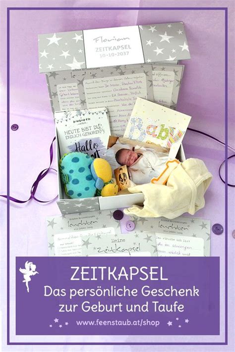 Baby Zeitkapsel Box Mit Karten Set Zum Ausf Llen F R Familie Feenstaub