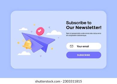 3d Subscribe Newsletter Banner Template Cartoon Stock Vector Royalty