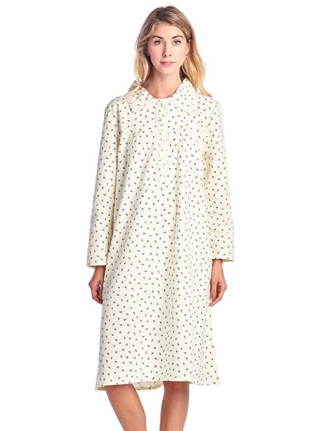 Casual Nights Womens Flannel Floral Long Sleeve Nightgown Yellow