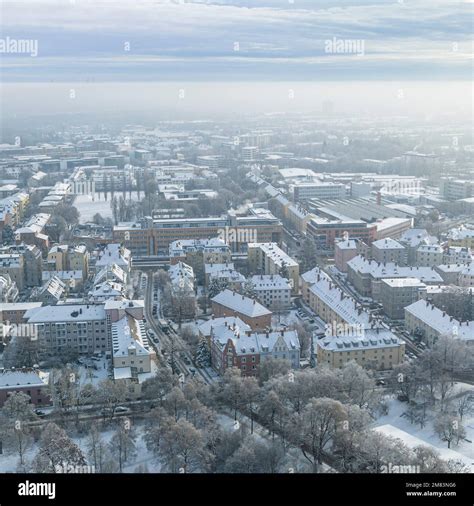 Snowy Winter Day In Augsburg Around The Wittelsbacher Park And The