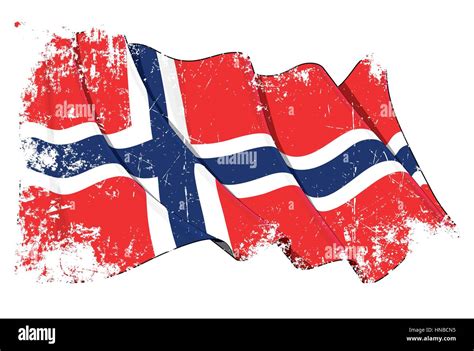 Grunge Vector Illustration Of A Waving Norwegian Flag All Elements Neatly Organized Texture