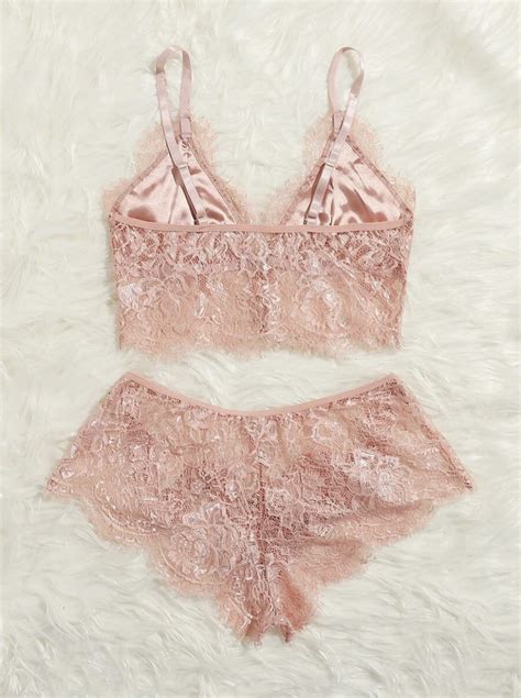 XL Blush Pink Floral Lace Lingerie Set Aliza Schlabach Photography