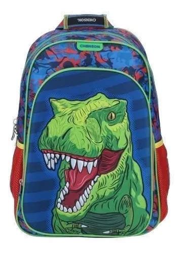 Mochila escolar primária Chenson Dino Rex 3d Co64070 9 cor azul