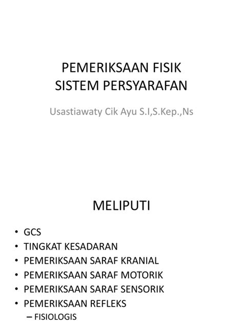 PDF Pemeriksaan Fisik Sistem Saraf DOKUMEN TIPS