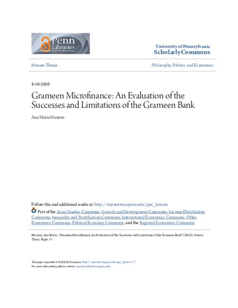 (PDF) Grameen Microfinance: An Evaluation of the Successes and Limitations of the Grameen Bank