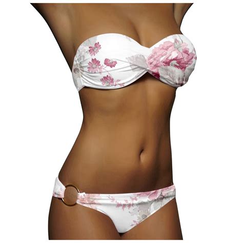 Push Up Bandeau Bikini Women Board Swim Shorts Set Blue And White Tops For Women Set Stripes