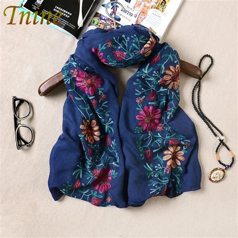 Buy 13 Color Japanese Ethnic Style Embroidered Scarves And Shawls For Women