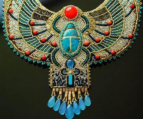Egyptian Scarab Necklace CUSTOM ORDER Bead Embroidered image 2 ...