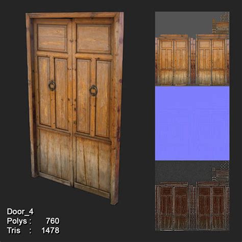 3d Model 10 Low Poly Door Vr Ar Low Poly Cgtrader